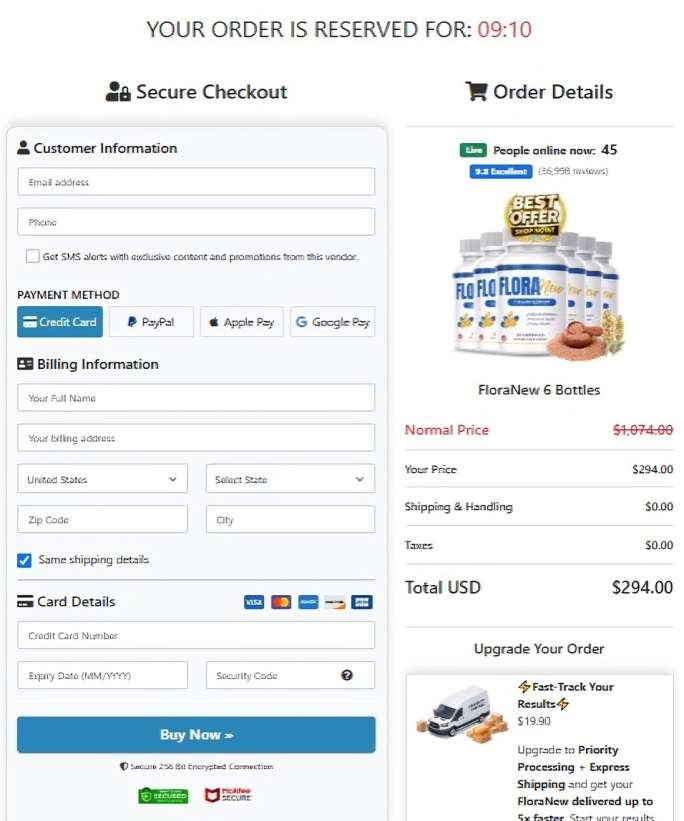 FloraNew Secure Order Page — Checkout